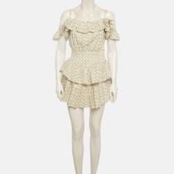 Pre Owned Sagaza Cream Floral Print Tiered Mini Dress S