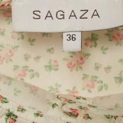 Pre Owned Sagaza Cream Floral Print Tiered Mini Dress S