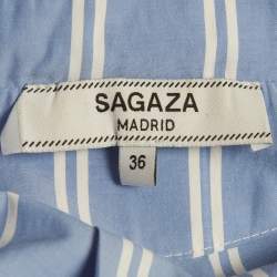 Pre Owned Sagaza Blue/White Striped Cotton Shirt and Eleonora Pants Suit S