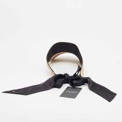 Saint Laurent Beige Scarf Detail Straw Visor Size 57