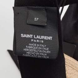 Saint Laurent Beige Scarf Detail Straw Visor Size 57