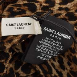 Saint Laurent Brown Leopard Print Wool Losange Scarf