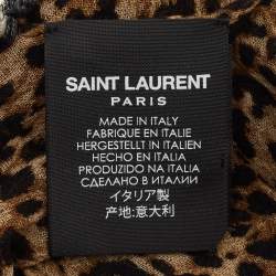 Saint Laurent Brown Leopard Print Wool Losange Scarf