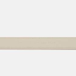 Pre Owned Saint Laurent Off White Croc Embossed Leather Chain Detail Waist Belt 75CM