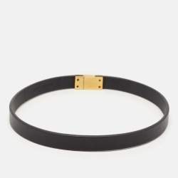 Saint Laurent Black Leather Le Carré Double Wrap Belt