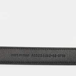 Pre Owned Saint Laurent Black Leather Cassandre Slim Belt 85 CM