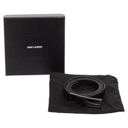 Pre Owned Saint Laurent Black Leather Slim Buckle Belt 85CM