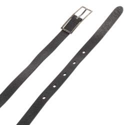 Pre Owned Saint Laurent Black Leather Slim Buckle Belt 85CM