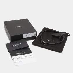 Pre Owned Saint Laurent Crystal Buckle Black Leather Choker