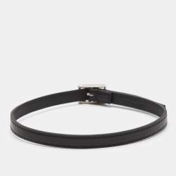 Pre Owned Saint Laurent Crystal Buckle Black Leather Choker