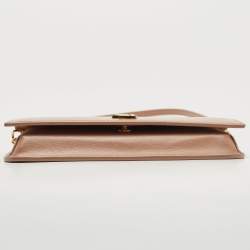 Saint Laurent Beige Leather Cassandre Phone Holder with Strap