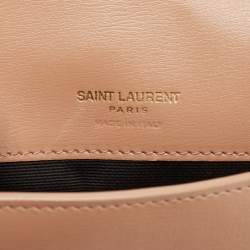 Saint Laurent Beige Leather Cassandre Phone Holder with Strap