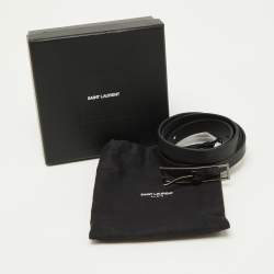 Pre Owned Saint Laurent Black Leather Buckle Slim Belt 95CM