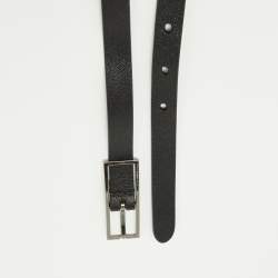 Pre Owned Saint Laurent Black Leather Buckle Slim Belt 95CM