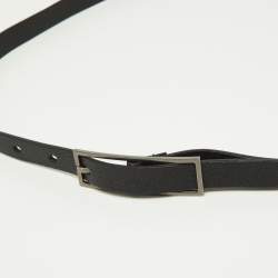 Pre Owned Saint Laurent Black Leather Buckle Slim Belt 95CM