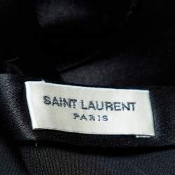Pre Owned Saint Laurent Black Satin Silk Neck Detail Shirt S