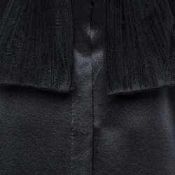 Pre Owned Saint Laurent Black Satin Silk Neck Detail Shirt S