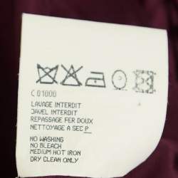 Pre Owned Yves Saint Laurent Vintage Burgundy Silk Ruffled Knee-Length M