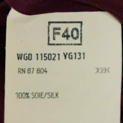 Pre Owned Yves Saint Laurent Vintage Burgundy Silk Ruffled Knee-Length M