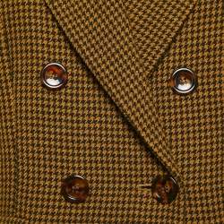 Pre Owned Yves Saint Laurent Vintage Yellow/Black Houndstooth Wool Double Breasted Blazer XL