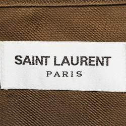 Saint Laurent Khaki Brown Cotton Single Breasted Coat M