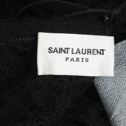 Saint Laurent Black Pointelle knit Sheer Midi Dress M