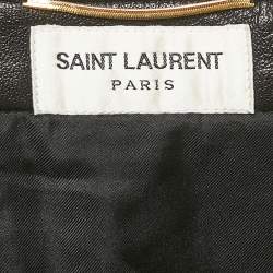 Saint Laurent Black Leather Pleated Mini Skirt M