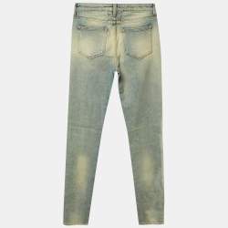 Pre Owned Saint Laurent Paris Pale Blue Denim D05 Skinny Jeans S/Waist 28"