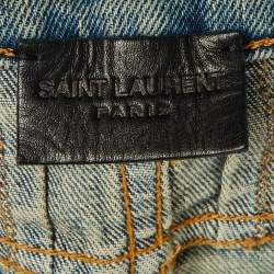 Pre Owned Saint Laurent Paris Pale Blue Denim D05 Skinny Jeans S/Waist 28"
