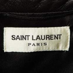 مملوكة مسبقًا Saint Laurent Black Leather & Sequin Tulle Mini Skirt L 