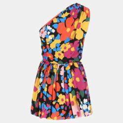 Pre Owned Saint Laurent  One-Shoulder Floral Print Mini Dress