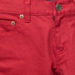 Pre Owned Saint Laurent Paris Brick Red Stretch Denim Skinny Jeans M