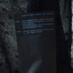 Pre Owned توب سان لوران باريس أسود خرز مزخرف أكمام طويلة شبكة XS