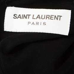 Saint Laurent Paris Gold Stretch Knit Gathered Waist Detail Dress M