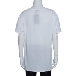 Saint Laurent Paris White Cotton Logo Printed T Shirt XL