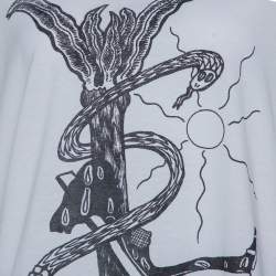 Saint Laurent Paris White Cotton Logo Printed T Shirt XL