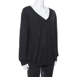 Pre Owned سويتر سان لوران باريس رقبة حرف في صوف أسود XXL