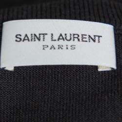 Pre Owned سويتر سان لوران باريس رقبة حرف في صوف أسود XXL