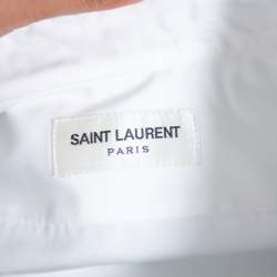 Pre Owned قميص سان لوران باريس أزرار أمامية قطن أبيض S