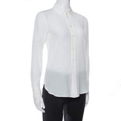 مملوكة مسبقًا Saint Laurent Paris Off White Silk Button Front Shirt S