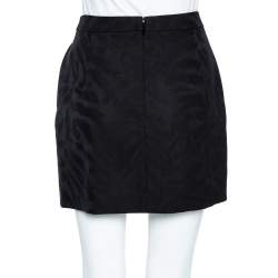 Pre Owned Saint Laurent Black Jacquard Wool Mini Skirt M 