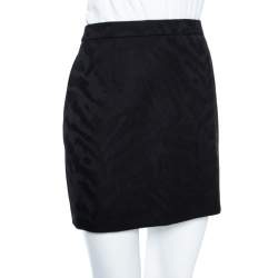 Pre Owned Saint Laurent Black Jacquard Wool Mini Skirt M 