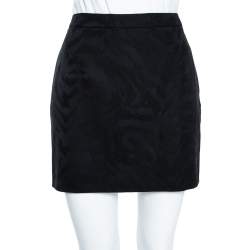 Pre Owned Saint Laurent Black Jacquard Wool Mini Skirt M 