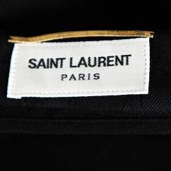 Pre Owned Saint Laurent Black Jacquard Wool Mini Skirt M 