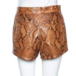 Pre Owned Saint Laurent Brown Python Skin High Waist Shorts M