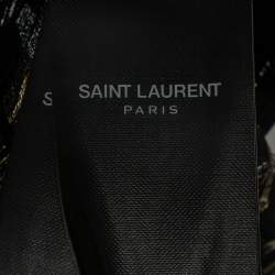 Pre Owned فستان قميص  ميني سان لوران حرير لوريكس ميتاليك تفاصيل جيب بقلاب مقاس صغير - سمول 