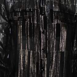 Pre Owned فستان قميص ميني سان لوران حرير لوريكس ميتاليك تفاصيل جيب بقلاب مقاس صغير - سمول 