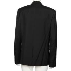 Pre Owned بليزر سان لوران صوف أسود بصف أزرار مقاس كبير جدًا - إكس لارج