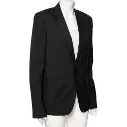 Pre Owned بليزر سان لوران صوف أسود بصف أزرار مقاس كبير جدًا - إكس لارج