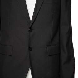 Pre Owned بليزر سان لوران صوف أسود بصف أزرار مقاس كبير جدًا - إكس لارج